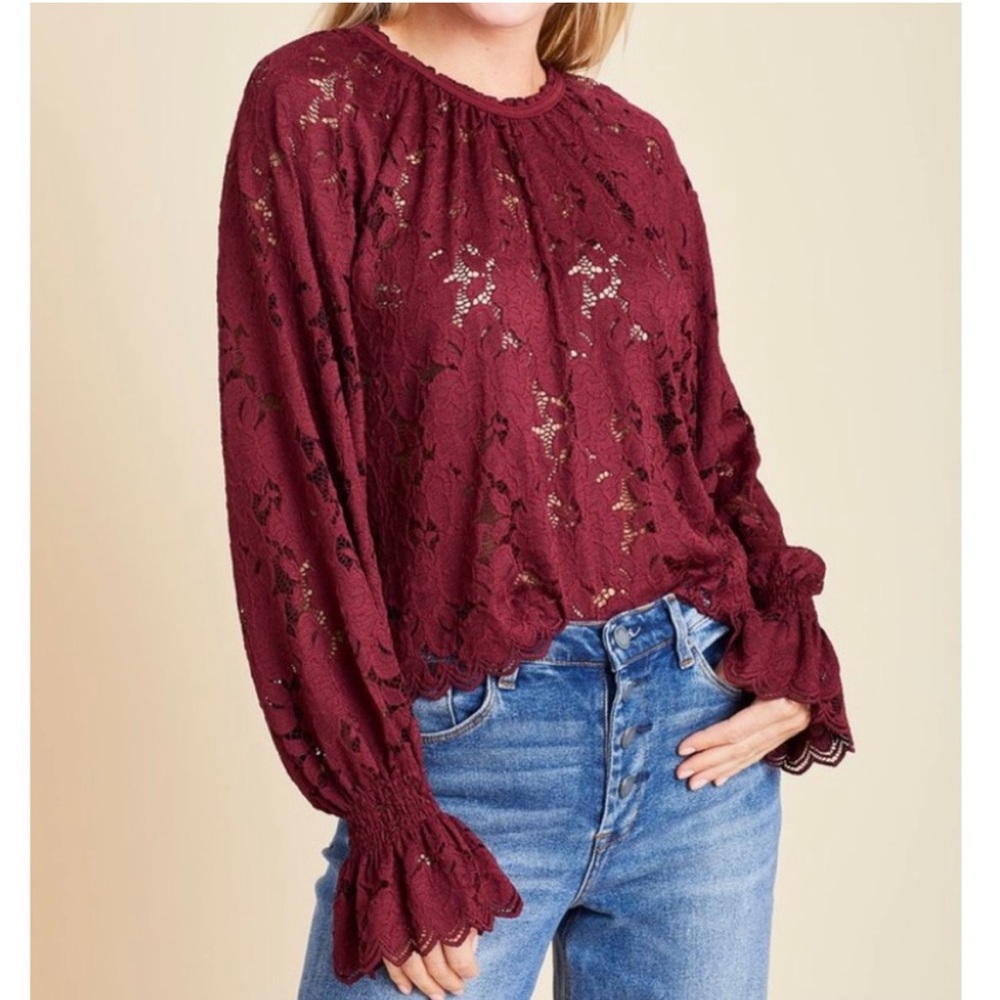 Free People long sleeve lace, top size medium
